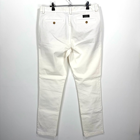 Banana Republic Fulton Skinny Chino Pants Men 33x32 White Ivory Stretch Cotton - Picture 2 of 12